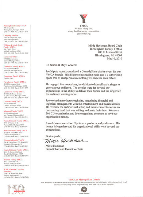 Letter from charity